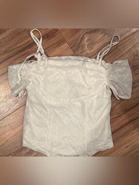 Willow Cream Lace Off-Shoulder Camisole with Braided Straps